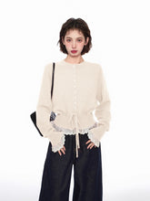 Layered Look Lace - Trimmed Crop Knit Sweater - COPPING THREADS - CT Select